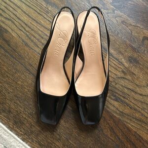 J crew patent square toe slingbacks